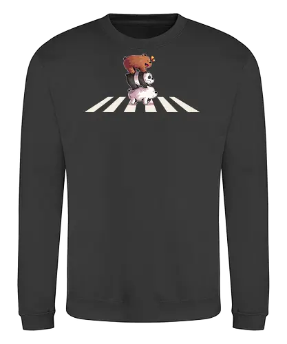 The Bear Road - bear, we bare bears, baby panda, panda, polar, cartoon, cartoon network, cute, abbey road, rock, music - Sweatshirt