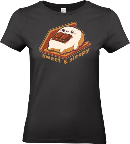 Cute Smore Sleepy - smore, autumn, winter, bonfire, chocolate, marshmallow, nature, camping, adventure, comfy, food, sleep, tired, Sweet, Cute, Fun, Funny - Standard T-Shirt (Frauen)