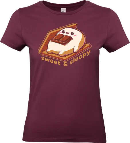 Cute Smore Sleepy - smore, autumn, winter, bonfire, chocolate, marshmallow, nature, camping, adventure, comfy, food, sleep, tired, Sweet, Cute, Fun, Funny - Standard T-Shirt (Frauen)
