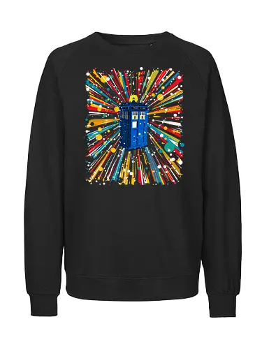 Space and time ship - Tardis, Chameleon Device, Time Lord, Gallifrey, Time And Space, Time And Space Travel, Blue Box, Mad Man In A Blue Box - Fairtrade Sweatshirt