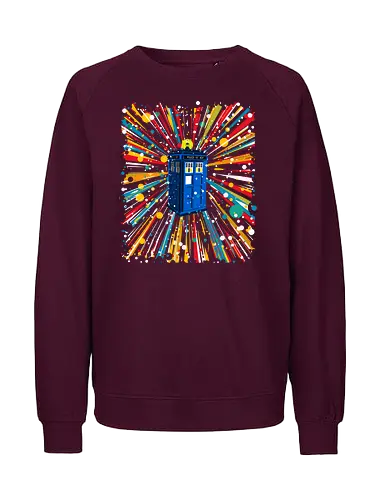Space and time ship - Tardis, Chameleon Device, Time Lord, Gallifrey, Time And Space, Time And Space Travel, Blue Box, Mad Man In A Blue Box - Fairtrade Sweatshirt