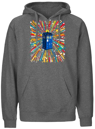 Space and time ship - Tardis, Chameleon Device, Time Lord, Gallifrey, Time And Space, Time And Space Travel, Blue Box, Mad Man In A Blue Box - Fairtrade Hoodie