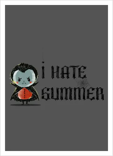 I hate summer - vampire, cute, summer, summertime, anti summer, kawai, funny - Kunstdruck