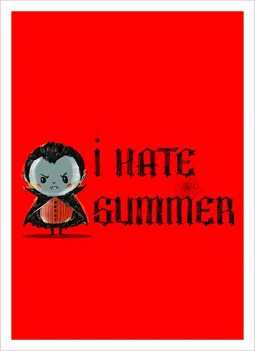 I hate summer - vampire, cute, summer, summertime, anti summer, kawai, funny - Kunstdruck