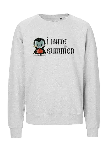 I hate summer - vampire, cute, summer, summertime, anti summer, kawai, funny - Fairtrade Sweatshirt