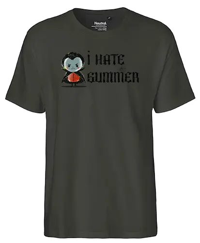I hate summer - vampire, cute, summer, summertime, anti summer, kawai, funny - Fairtrade T-Shirt