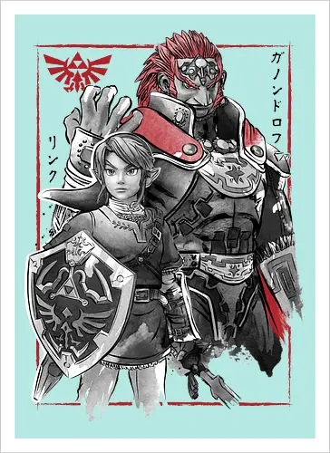 The hero and the evil sumi e