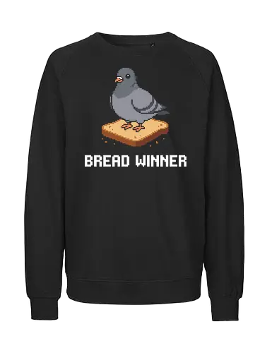 Pixel Art Pigeon on Bread - Funny Retro City Bird - pigeon, bread, pixel art, 8 bit, funny pigeon, city bird, retro gamer, bird meme, slice of bread, funny bird, animal meme, urban bird, lets get this bread, quirky animal, cute pigeon, retro aesthetic, weirdcore, bird lover, gaming aesthetic, derpy animal - Fairtrade Sweatshirt