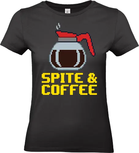 Fueled By Spite & Coffee - Funny Retro Pixel Art - spite and coffee, spite, coffee, pixel art, funny coffee, 8 bit, retro aesthetic, coffee pot, diner coffee, caffeine addict, sarcastic, dark humor, fueled by coffee, tired, morning person, barista, office humor, introvert, cynic, vintage gamer - Standard T-Shirt (Frauen)