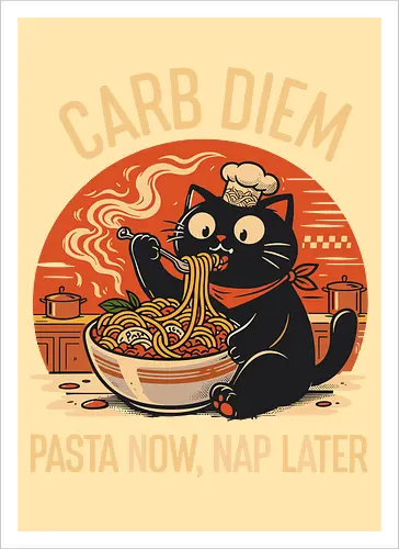 Schwarze Katze Pasta Retro Design
