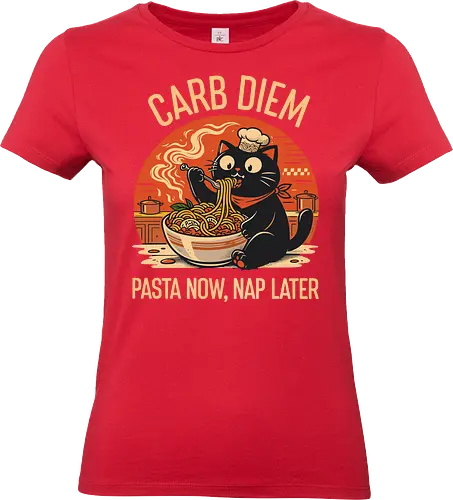 Schwarze Katze Pasta Retro Design - Katze, Pasta, lustig, Retro, Vintage, Nudel, Katzenliebhaber, Essen, Humor, Geek, Nerd, Geschenk, Italienisch, Foodie, T-Shirt - Standard T-Shirt (Frauen)