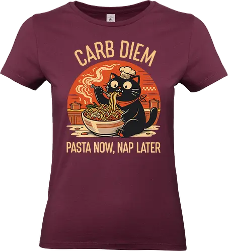 Schwarze Katze Pasta Retro Design - Katze, Pasta, lustig, Retro, Vintage, Nudel, Katzenliebhaber, Essen, Humor, Geek, Nerd, Geschenk, Italienisch, Foodie, T-Shirt - Standard T-Shirt (Frauen)