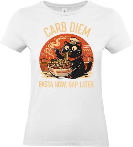 Schwarze Katze Pasta Retro Design - Katze, Pasta, lustig, Retro, Vintage, Nudel, Katzenliebhaber, Essen, Humor, Geek, Nerd, Geschenk, Italienisch, Foodie, T-Shirt - Standard T-Shirt (Frauen)