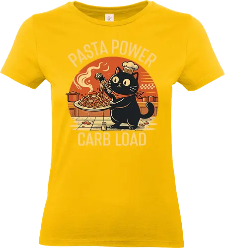 Lustige Katze Carb Load Retro Design - Pasta, Katze, lustig, Retro, Vintage, Nudeln, Humor, Essen, Katzenfan, Geschenkidee, Food Lover, Geek Style, Italien, Koch, Shirt - Standard T-Shirt (Frauen)