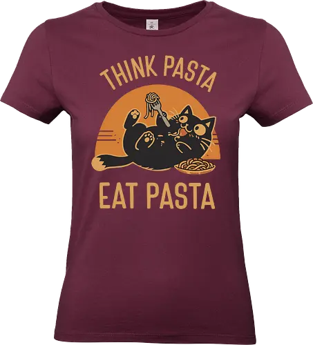 Süße Schwarze Katze Retro Design - Katze, Pasta, süß, lustig, Retro, Vintage, Essen, Nudeln, Katzenmotiv, Humor, Geschenk, Foodie, Geek, Nerd, Sticker - Standard T-Shirt (Frauen)