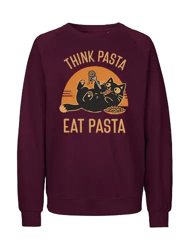 Süße Schwarze Katze Retro Design - Katze, Pasta, süß, lustig, Retro, Vintage, Essen, Nudeln, Katzenmotiv, Humor, Geschenk, Foodie, Geek, Nerd, Sticker - Fairtrade Sweatshirt