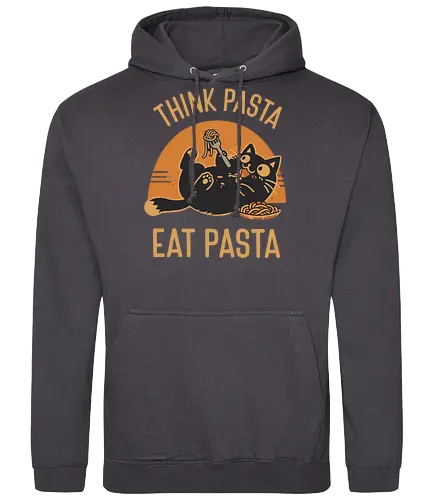 Süße Schwarze Katze Retro Design - Katze, Pasta, süß, lustig, Retro, Vintage, Essen, Nudeln, Katzenmotiv, Humor, Geschenk, Foodie, Geek, Nerd, Sticker - Standard Hoodie
