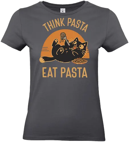 Süße Schwarze Katze Retro Design - Katze, Pasta, süß, lustig, Retro, Vintage, Essen, Nudeln, Katzenmotiv, Humor, Geschenk, Foodie, Geek, Nerd, Sticker - Standard T-Shirt (Frauen)
