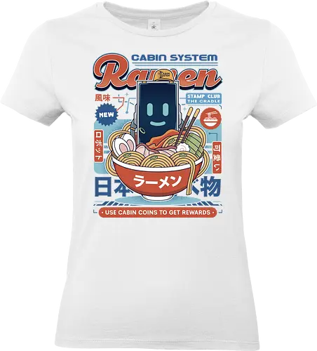 Cabin Coins Ramen Vintage - pragmata, diana, hugh, cabin coins, stamp, robot, space, gaming, gamer, video game, lunar, moon, astronaut, science fiction, ramen - Standard T-Shirt (Frauen)