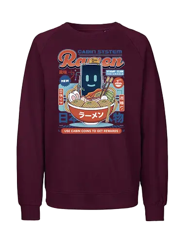 Cabin Coins Ramen Vintage - pragmata, diana, hugh, cabin coins, stamp, robot, space, gaming, gamer, video game, lunar, moon, astronaut, science fiction, ramen - Fairtrade Sweatshirt