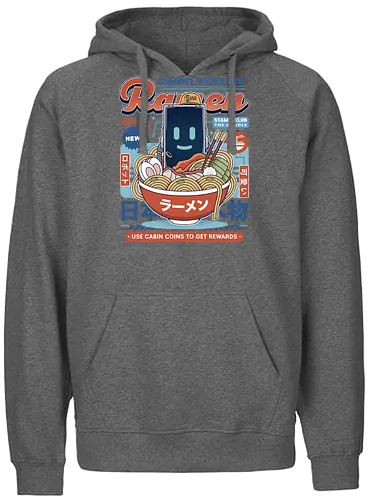 Cabin Coins Ramen Vintage - pragmata, diana, hugh, cabin coins, stamp, robot, space, gaming, gamer, video game, lunar, moon, astronaut, science fiction, ramen - Fairtrade Hoodie