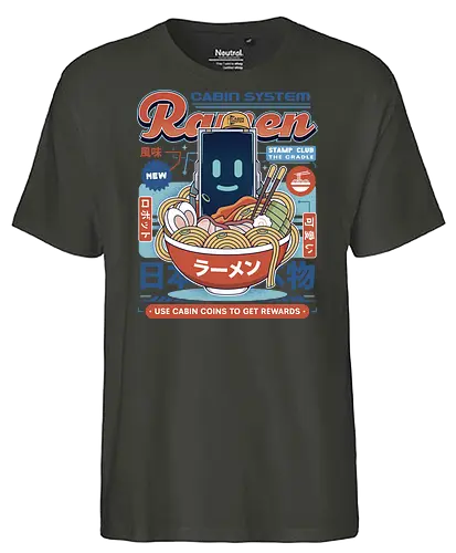 Cabin Coins Ramen Vintage - pragmata, diana, hugh, cabin coins, stamp, robot, space, gaming, gamer, video game, lunar, moon, astronaut, science fiction, ramen - Fairtrade T-Shirt