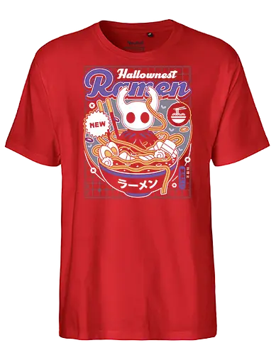 Hallownest Ramen Aesthetic - Bug Knight, hallownest, grub, the knight, hollow, knight, hornet, ramen, bugs, indie game, shade, gamer, gaming, video games, pale king - Fairtrade T-Shirt