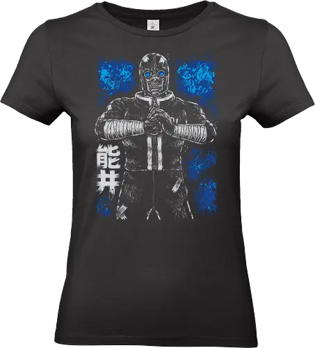 Muscular Anime Girl - silhouette, figure, sketch, blue, magic user, dark, raw, splatter, mask, anime, manga, xmorfina - Standard T-Shirt (Frauen)