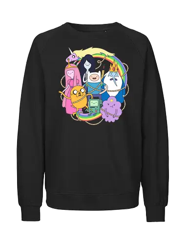 Cartoon: Land of Ooo Crew - Cartoon, Finn and Jake, Land of Ooo, Cartoon Network, Princess Bubblegum, Marceline the Vampire Queen, BMO, Lumpy Space Princess, animated series apparel, whimsical anime shirt - Fairtrade Sweatshirt