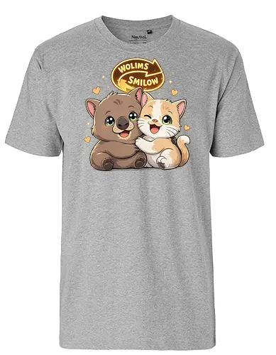 wolimS=Smilow - Smilow, wolimS, Twitch, Streamer, Katze, Wombat, Chaos, Liebe, Herz - Fairtrade T-Shirt