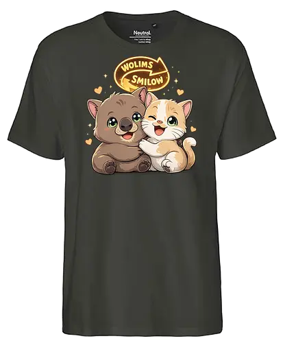 wolimS=Smilow - Smilow, wolimS, Twitch, Streamer, Katze, Wombat, Chaos, Liebe, Herz - Fairtrade T-Shirt