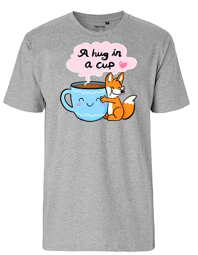A hug in a cup 2 - Fuchs, Tee, Kaffee, Tea, coffee, hug - Fairtrade T-Shirt