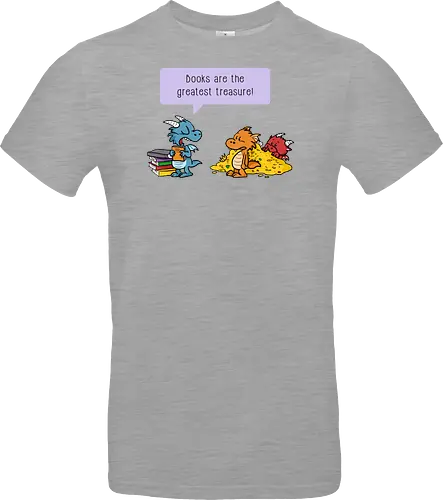 Books are the greatest treasure - Books, Bücher, Dragons, Drache, Dragon, Fantasy - Standard T-Shirt