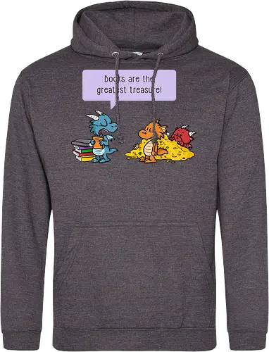 Books are the greatest treasure - Books, Bücher, Dragons, Drache, Dragon, Fantasy - Standard Hoodie