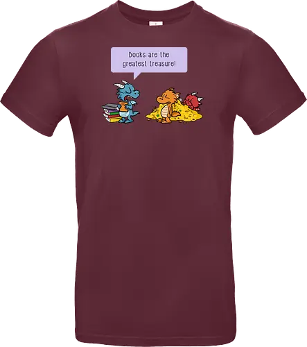 Books are the greatest treasure - Books, Bücher, Dragons, Drache, Dragon, Fantasy - Standard T-Shirt