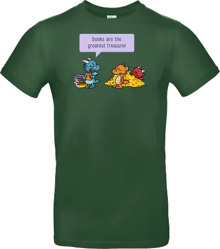 Books are the greatest treasure - Books, Bücher, Dragons, Drache, Dragon, Fantasy - Standard T-Shirt