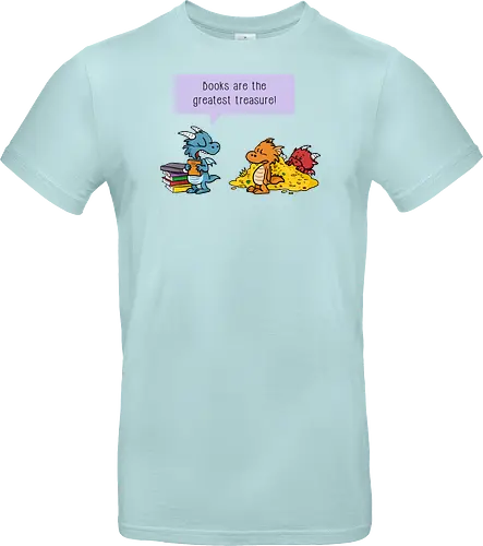 Books are the greatest treasure - Books, Bücher, Dragons, Drache, Dragon, Fantasy - Standard T-Shirt