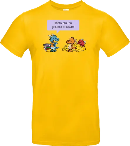 Books are the greatest treasure - Books, Bücher, Dragons, Drache, Dragon, Fantasy - Standard T-Shirt