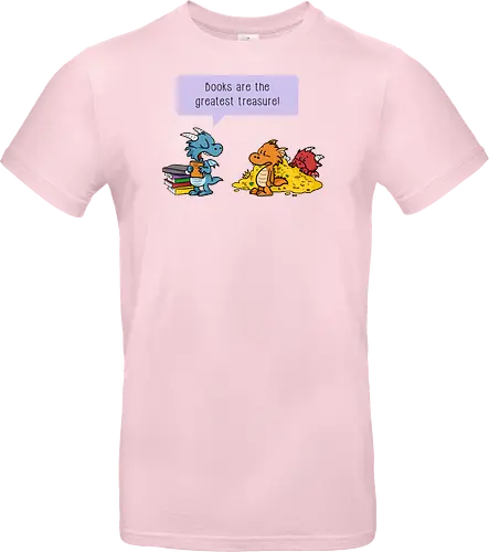 Books are the greatest treasure - Books, Bücher, Dragons, Drache, Dragon, Fantasy - Standard T-Shirt