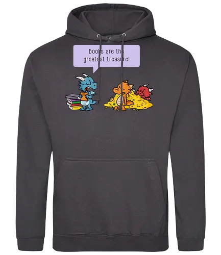 Books are the greatest treasure - Books, Bücher, Dragons, Drache, Dragon, Fantasy - Standard Hoodie