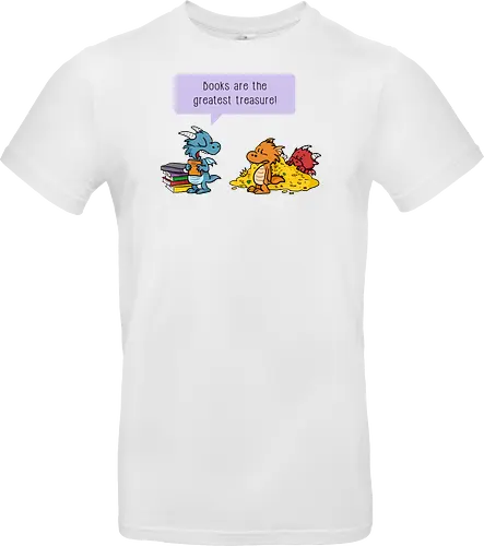 Books are the greatest treasure - Books, Bücher, Dragons, Drache, Dragon, Fantasy - Standard T-Shirt