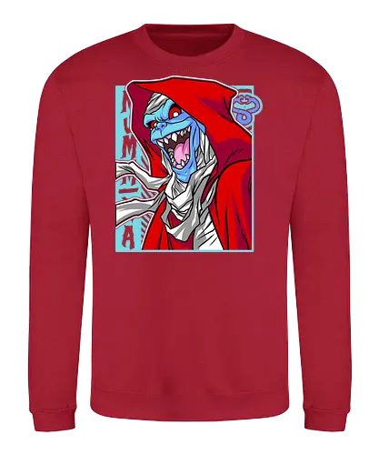 Mumm-Ra – Crimson Hood - mumm ra, thundercats, red hood, dark mage, villain design, retro cartoon, 80s animation, evil aura - Sweatshirt
