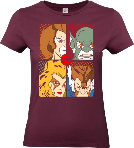 ThunderCats – Split Clash - thundercats, character faces, hero vs villain, retro cartoon, 80s style, split design, comic layout, iconic look - Standard T-Shirt (Frauen)