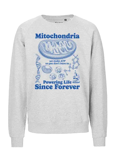 Mitochondria - mitochondria, atp, bacteria, biology, cell biology, dna, laboratory, microbiology, mitochondria disease, retro, science, stem, teacher, vintage, chemistry - Fairtrade Sweatshirt