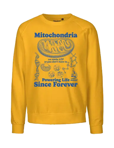 Mitochondria - mitochondria, atp, bacteria, biology, cell biology, dna, laboratory, microbiology, mitochondria disease, retro, science, stem, teacher, vintage, chemistry - Fairtrade Sweatshirt