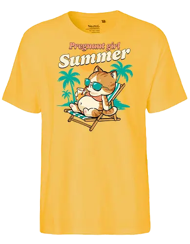 Pregnant Girl Summer - pregnant girl summer, baby shower, beach, beaching not teaching, coming soon, mom to be, mommy, motherhood, mothers day, pregnancy, pregnancy announcement, pregnancy reveal, summer, sunshine, vacation - Fairtrade T-Shirt