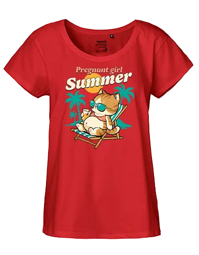 Pregnant Girl Summer - pregnant girl summer, baby shower, beach, beaching not teaching, coming soon, mom to be, mommy, motherhood, mothers day, pregnancy, pregnancy announcement, pregnancy reveal, summer, sunshine, vacation - Fairtrade Girl Shirt