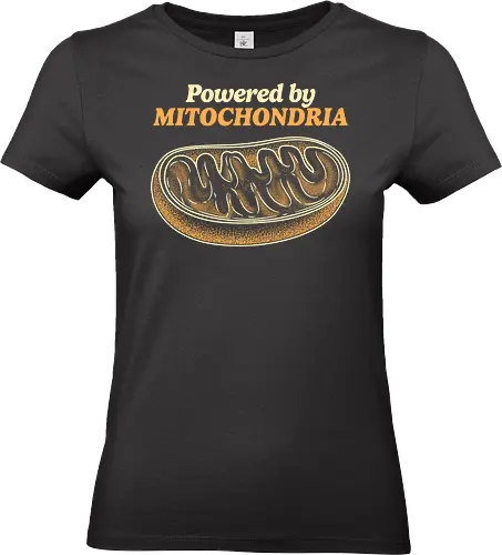 Powered by Mitochondria - mitochondria, atp, bacteria, biology, cell biology, chemistry, dna, laboratory, microbiology, mitochondria disease, retro, science, stem, teacher, vintage - Standard T-Shirt (Frauen)