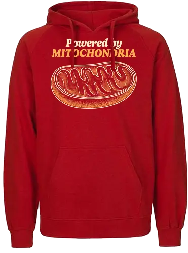 Powered by Mitochondria - mitochondria, atp, bacteria, biology, cell biology, chemistry, dna, laboratory, microbiology, mitochondria disease, retro, science, stem, teacher, vintage - Fairtrade Hoodie