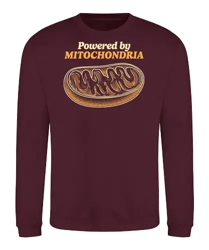 Powered by Mitochondria - mitochondria, atp, bacteria, biology, cell biology, chemistry, dna, laboratory, microbiology, mitochondria disease, retro, science, stem, teacher, vintage - Sweatshirt